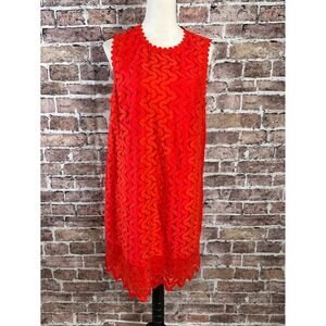 Kate Spade New York Lace Scalloped Neck Sleeveless Sheath Dress SZ 14 Red‎ Derby